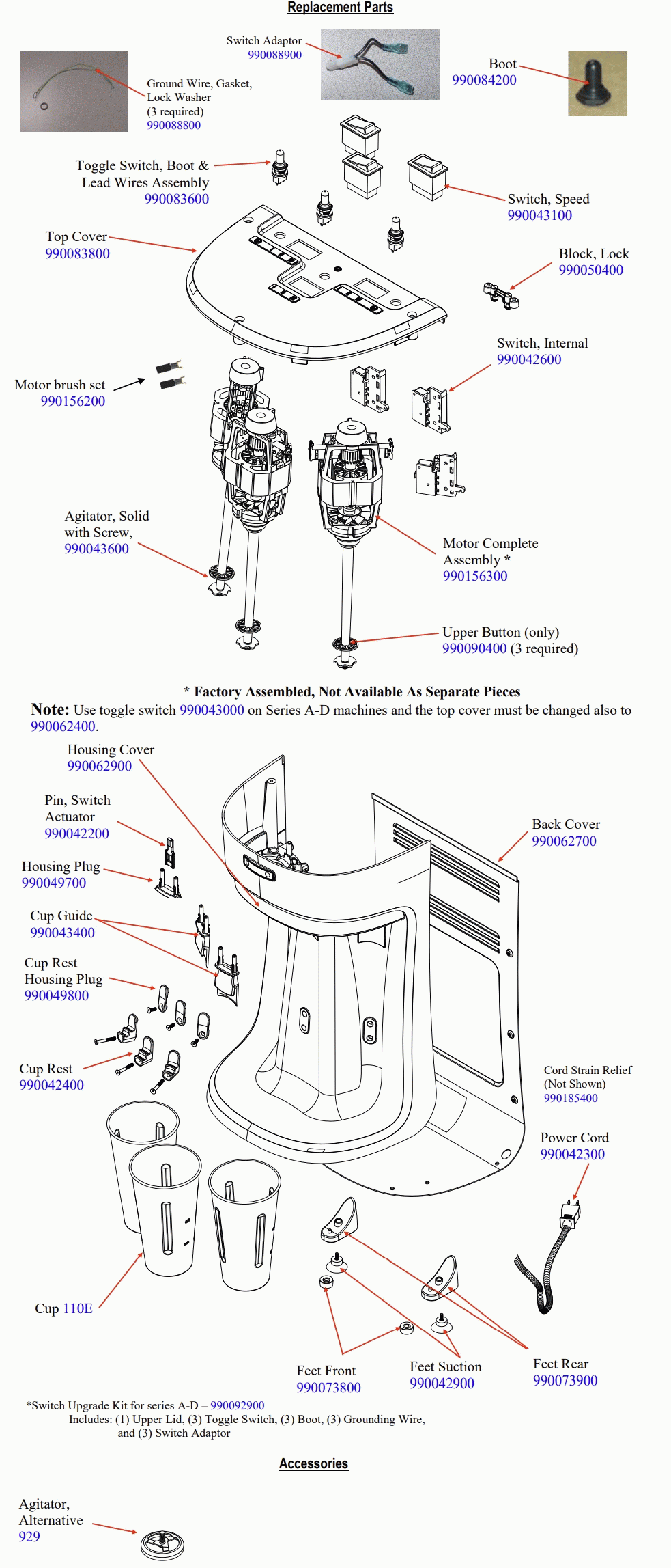 Diagram Diagram and Parts List for HMD400-A-E  Hamilton Beach Drink Mixer